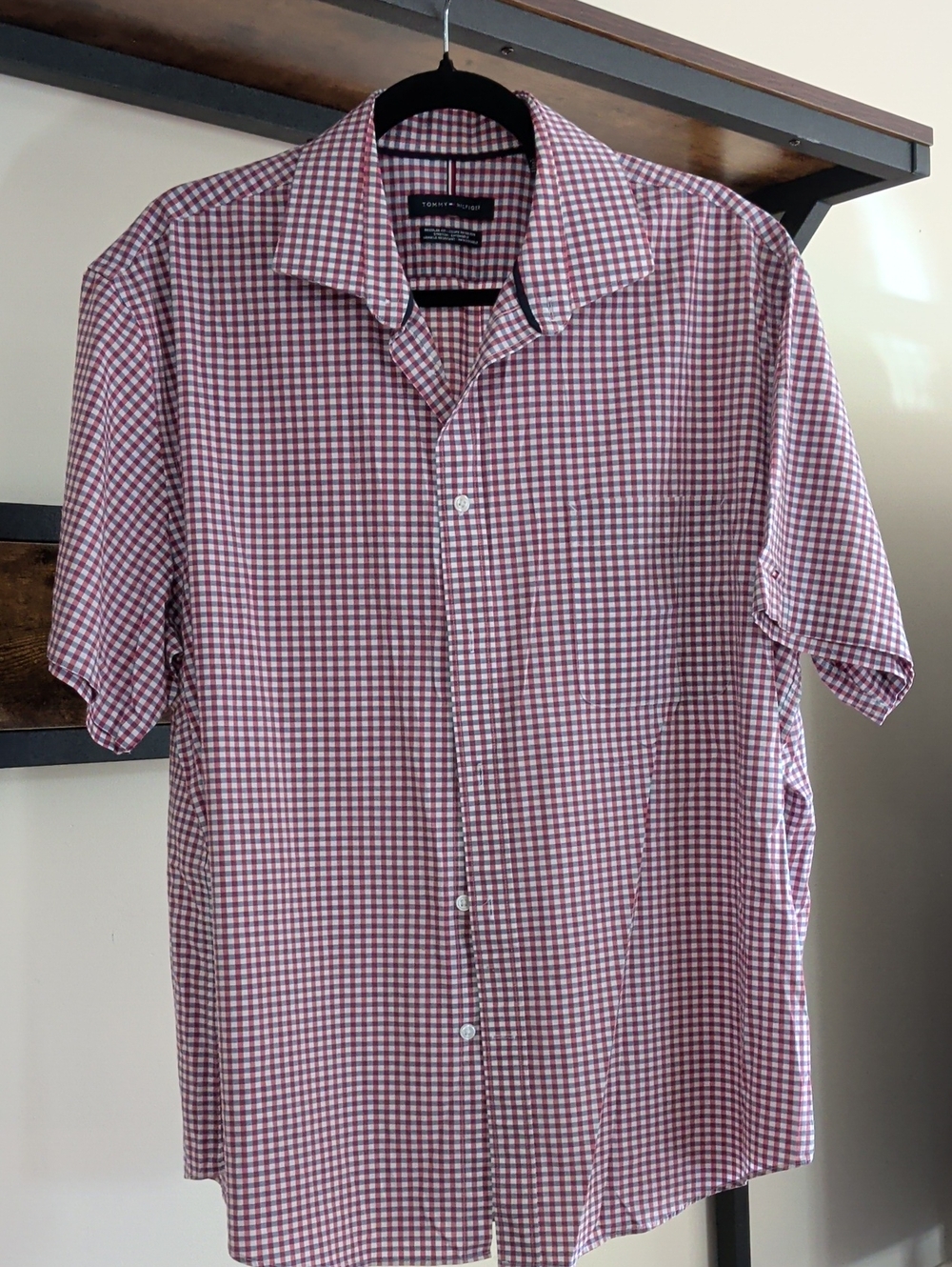 Tommy Bahama Red and White Gingham Short-Sleeve Button-Down Shirt